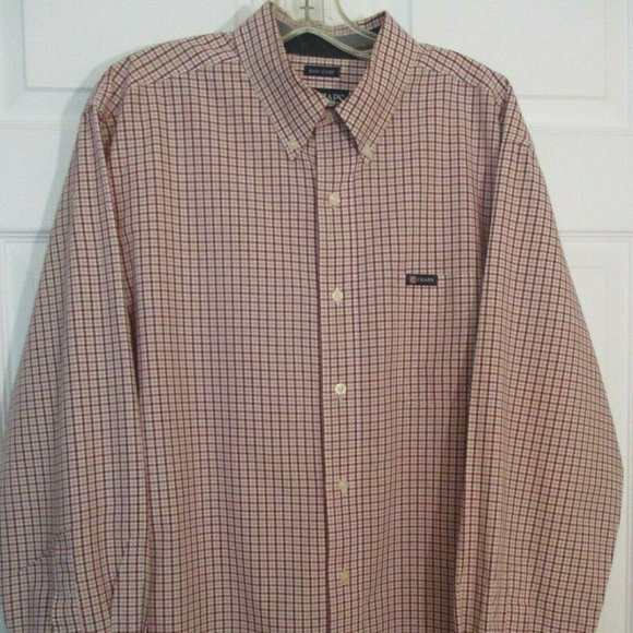 Chaps Long Sleeve Oxford Shirt sz L Red Plaid Button Down - Picture 2 of 10